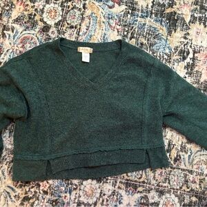 Altar'd State Deep Green V-Neck Crop Sweater